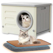 猫ハウス 外猫ハウス ペットハウス 屋外用 猫小屋 犬小屋 屋外 防水 冬 座布団付き 通気性 防寒 雨よけ 小型犬 野外猫 組立簡単 屋内 防風 防雨 換気 (グレー) - 18