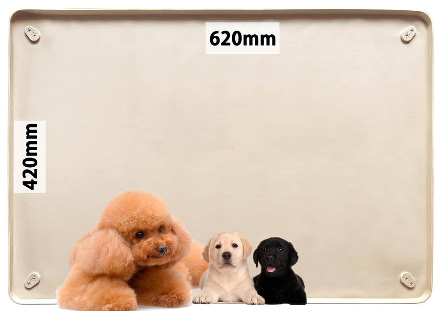 犬 トイレトレー シリコン ワイド 小型犬 トイレマット シリコントイレ 多頭飼い お手入れ簡単 620mm×420mm (ベージュ, S) - 1