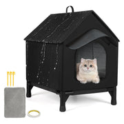 猫ハウス 外猫ハウス ペットハウス 屋外用 猫小屋 犬小屋 屋外 防水 冬 座布団付き 通気性 防寒 雨よけ 小型犬 野外猫 組立簡単 屋内 防風 防雨 換気 (グレー) - 11