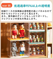 フィギュアケース 棚 アクリル 4個セット 開閉 コレクションケース 扉 大型 積み重ね 縦置き 横置き 組み立て式 内部展示3段式 マグネット式 防塵 幅34cm×奥23cm×高さ32.2cm (4, M) - 6