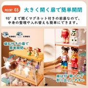 フィギュアケース アクリル 棚 4個セット コレクションケース uvカット 取り外し可能な仕切り ディスプレイケース 人形内部展示4段式 積み重ね可能 マグネット式 透明 防塵 組み立て簡単 (4, ホワイト) - 5