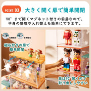 フィギュアケース 棚 アクリル 4個セット 開閉 コレクションケース 扉 大型 積み重ね 縦置き 横置き 組み立て式 内部展示3段式 マグネット式 防塵 幅34cm×奥23cm×高さ32.2cm (4, M) - 4