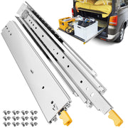 スライドレール 1500mm 重量用 ロック付き 53㎜ 3段引き ハイエース レール スライド 引き出しスライド 工業用 左右2本入れ (スライド1500mm－3000mm,53mm幅) - 9