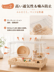 ハムスターケージ 特大 アクリル 75cm ハイタイプ 全面透明 ゴールデンハムスター ケージ 大きい 組み立て簡単 耐久性 安定感 小動物用（75×47×43cm） - 5