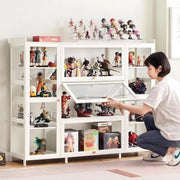 フィギュアケース アクリル 棚 4個セット コレクションケース uvカット 取り外し可能な仕切り ディスプレイケース 人形内部展示4段式 積み重ね可能 マグネット式 透明 防塵 組み立て簡単 (4, ホワイト) - 9