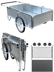 【ロッド付き】 リヤカー アルミリヤカー 折りたたみ式 軽量 耐荷重150kg ノーパンクタイヤ 収納便利 工具不要 専用マット ネット付属 農作業 引っ越し用 - 12