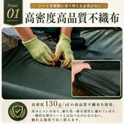 防草シート 2m 50ｍ 高密度130g/m2 除草シート 防草 シート 不織布 ボウソウ シート 厚手 雑草防止 透水性 遮光性アップ UV耐候剤配合 紫外線劣化防止 雑草対策 工事用 園芸用 人工芝下 Uピン杭100本と黒丸100枚付き【幅2mを幅1ｍに折り畳んでの発送】 (グリーン, 2*50m) - 2