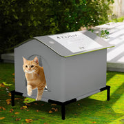 猫ハウス 外猫ハウス ペットハウス 屋外用 猫小屋 犬小屋 屋外 防水 冬 座布団付き 通気性 防寒 雨よけ 小型犬 野外猫 組立簡単 屋内 防風 防雨 換気 (グレー) - 13
