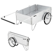 【ロッド付き】 リヤカー アルミリヤカー 折りたたみ式 軽量 耐荷重150kg ノーパンクタイヤ 収納便利 工具不要 専用マット ネット付属 農作業 引っ越し用 - 11