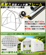 ビニールハウス 温室 ビニール温室 温室ハウス 家庭用 屋外 両側開閉 防寒 防雨 通気 観葉植物 園芸家庭菜園 ガーデニング 園芸 2m×2m×2m (2m) - 5
