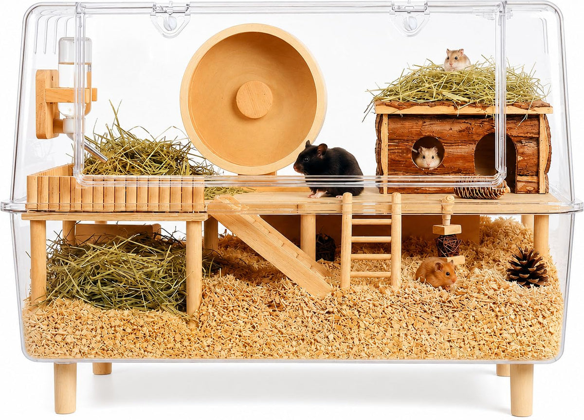 ハムスターケージ 特大 アクリル 75cm ハイタイプ 全面透明 ゴールデンハムスター ケージ 大きい 組み立て簡単 耐久性 安定感 小動物用（75×47×43cm） - 1
