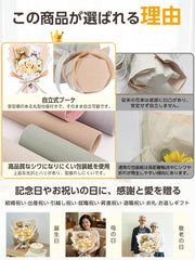 ソープフラワー 花束 LEDライト付き くま入り ギフトセット バラ 枯れない花 誕生日 母の日 記念日 シャンパン 1個 (シャンパン, D29×W12x xH37.5cm) - 3