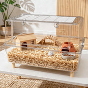 ハムスターケージ 特大 アクリル 75cm ハイタイプ 全面透明 ゴールデンハムスター ケージ 大きい 組み立て簡単 耐久性 安定感 小動物用（75×47×43cm） - 11