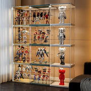 フィギュアケース アクリル 棚 4個セット コレクションケース uvカット 取り外し可能な仕切り ディスプレイケース 人形内部展示4段式 積み重ね可能 マグネット式 透明 防塵 組み立て簡単 (4, ホワイト) - 1