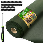 防草シート 1m 50ｍ 高密度 120g/m² 防そうシート 除草シート 1m幅 ぼうそうシート 厚手 高耐久性 不織布 雑草防止 透水性 遮光性アップ UV耐候剤配合 紫外線劣化防止 雑草対策 工事用 園芸用 人工芝下 Uピン杭50本と黒丸50枚付き グリーン (緑色, 1*50m) - 1