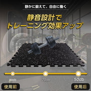 ジムマット 筋トレ 60×60cm 大判 12枚セット 二層構造 ホームジムマット ゴムマット トレーニング 筋トレ 防音 衝撃吸収 振動吸収 床保護 自宅 ホームジム トレーニング器具用 (12, 黒/白) - 4